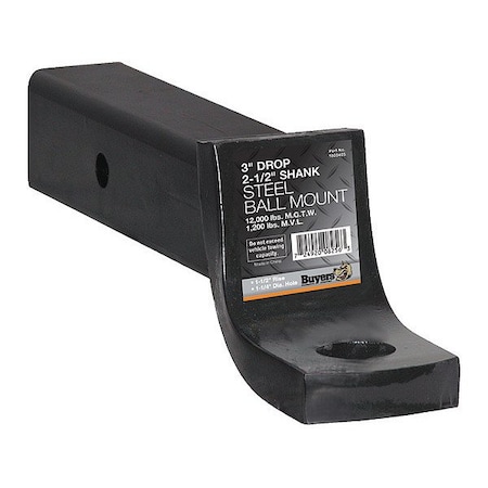 Buyers Products Ball Mount, 10 in L, Carbon Steel 1803405