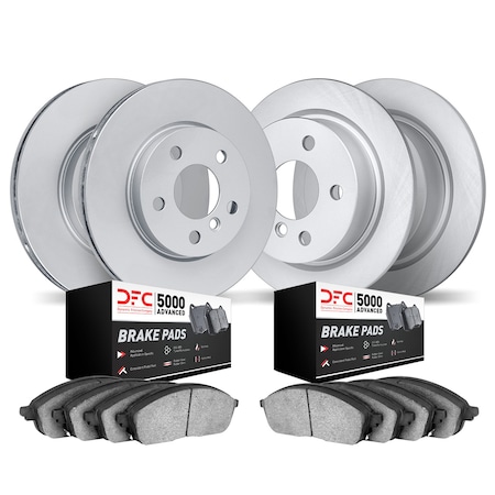 Dynamic Friction Co DFC Hi-Carbon Alloy GEOMET Coated Rotors w/5000 Brake Pads - Ceramic 9504-74004