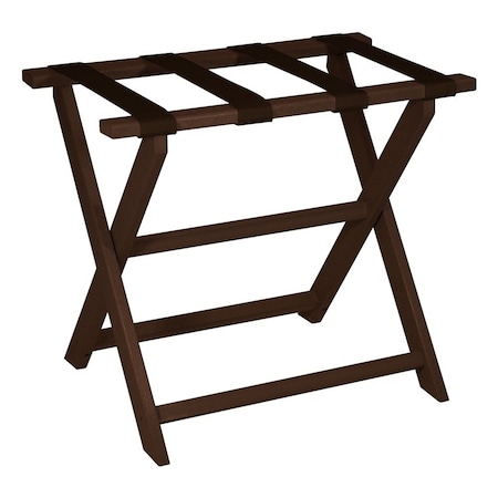 Homeroots Earth Friendly Brown Folding Luggage Rack With Brown Straps 383083