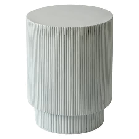 Leisuremod Eden 14 in Round Stone Side Table, Weatherproof Pedestal Base, Fully Assembled EST14LGR