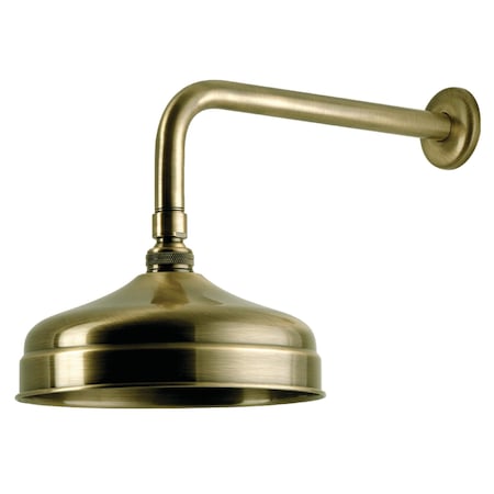 Kingston Brass 8" Round Raindrop Brass Shower Head with 12" Shower Arm, Antique Brass K124K33
