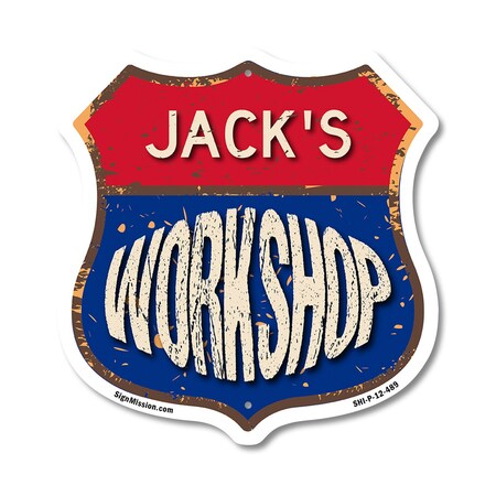 Signmission Jack's Workshop, 12 Inch X 12 Inch, Plastic Sign SHI-P-12-489-JACK
