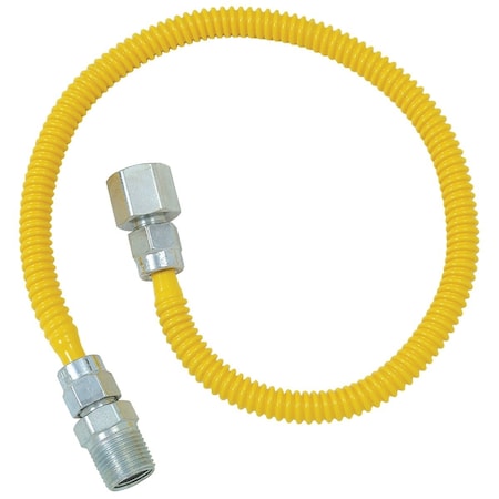 Dormont 3/8'' OD x 48'' Coated Stainless Steel Gas Connector 1/2'' FIP x 1/2'' MIP, Tapped 3/8'' FIP 10C-3132-48B