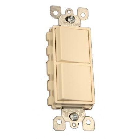 Leviton Decora Single-Pole/Single-Pole AC Combination Switch, 15 Amp, 120/277 Volt, Light Almond 5634-T