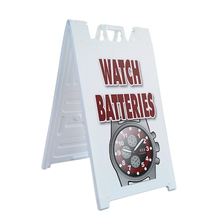 Signmission Watch Batteries, A-Frame & 2 Decals Installed, Heavy-Duty Plastic Frame SBHD-D-2436-Watch Batteries
