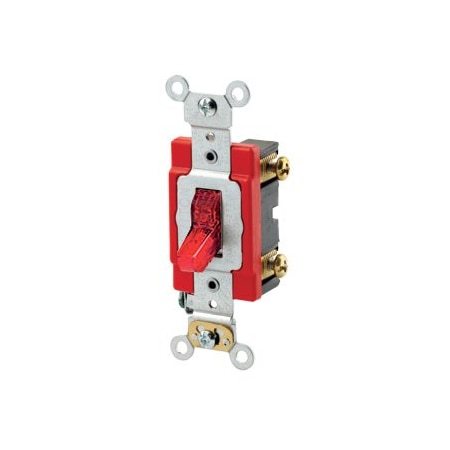 Leviton Toggle Switch, 20 Amp, 120 Volt, Red 1221-PLR