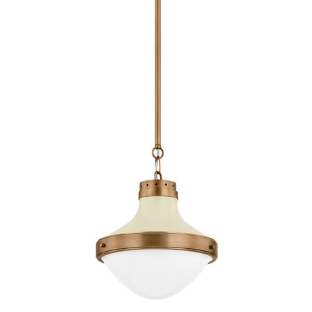 Troy Lighting Maxton 1 Light Pendant 13.5 In. Patina Brass And Soft Sand F3113-PBR/SSD