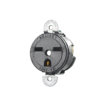 Leviton Single Receptacle Outlet, 15A, Black, 250V 5658-SS