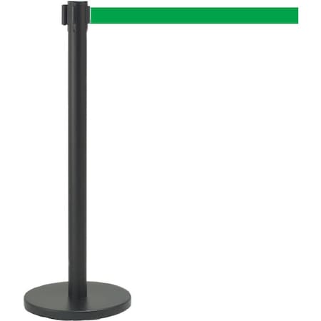 Aarco Economy Lightweight Form-A-Line System, Retractable Belt Style, 7 ft, green belt, 14'' base 40''H HBKGT-7GR