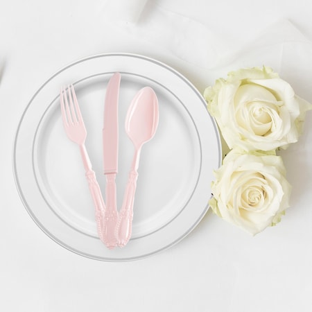 Smarty Had A Party Pink Baroque Disposable Plastic Dinner Spoons, 480PK 8330-PNK-CASE