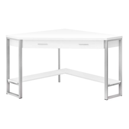 Homeroots 42" White and Silver Corner Computer Desk 355733