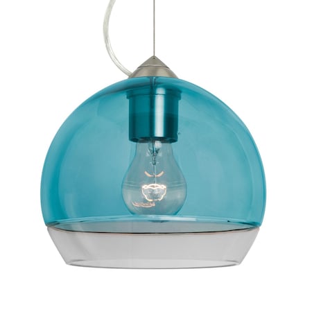 Besa Lighting Besa Ally 8 Cable Pendant, Coral Blue/Clear, Satin Nickel Finish, 1x 60W MAX E26 Base 1KX-ALLY8BL-SN