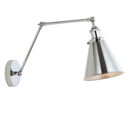 Jonathan Y Rover 7" Classic Industrial Metal Adjustable Arm LED Wall Sconce, Chrome JYL7460A