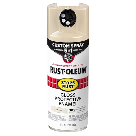 Rust-Oleum Rust Preventative Spray Paint, Almond, Gloss, Solvent, 12 Oz 376900