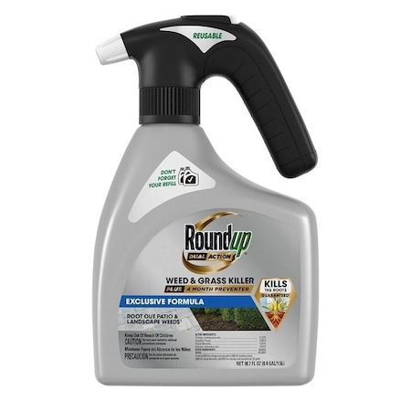 Roundup Dual Action Weed and Grass Killer Plus 4 Month Preventer, Liquid, Yellow, 1.5 L 5324701