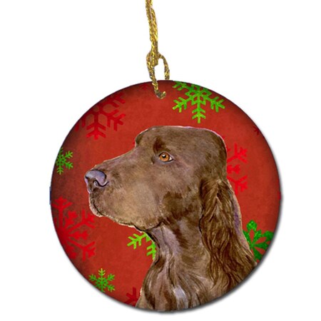 Carolines Treasures Field Spaniel Red Snowflakes Holiday Christmas Ceramic Ornament SS4732-CO1