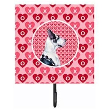Carolines Treasures 4.25 x 7 in. Great Dane Valentines Love and Hearts Leash Or Key Holder LH9146SH4