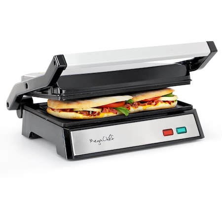 Megachef Electric Dual Plate Non-Stick Panini Grill Contact Press with Drip Tray MC-D048