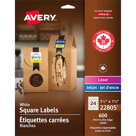 Avery Printable Blank Square Labels, PK600 22805