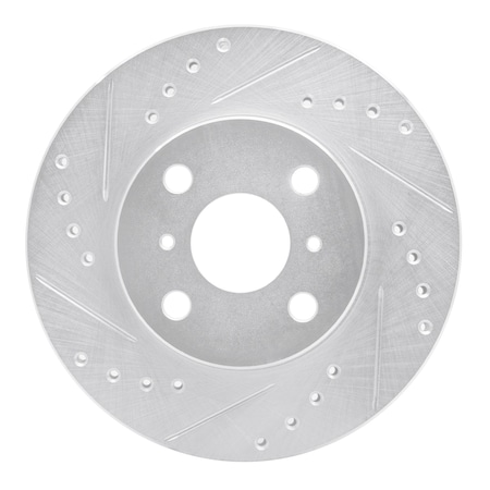 Dynamic Friction Co DFC Brake Rotor - Drilled and Slotted - Silver 631-76050L