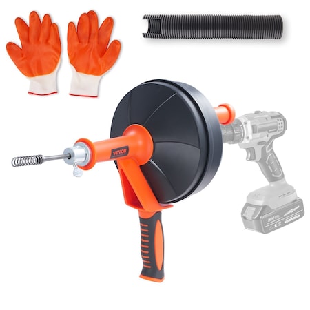 Vevor Drain Auger 25ft 1/4in Drum Plumbing Drain Snake Clog Remover Manual-feed RC-2005F