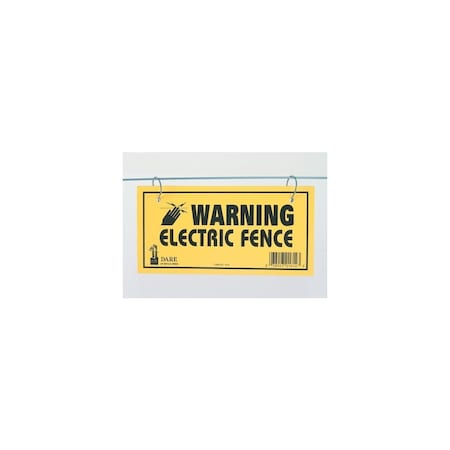 Dare Products Electric Fence Warning Sign, Yellow & Black Laminated Vinyl, 4 x 8 In 1614-3