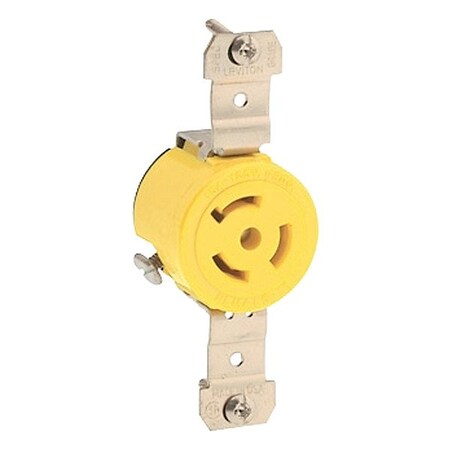 Leviton LockingReceptacle, 15A, 1-1/2hp, 250VAC, Ylw 45CM-60
