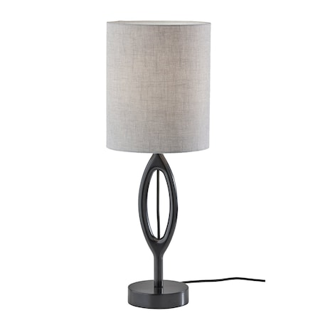 Homeroots 28" Black Solid Wood Round Table Lamp With Gray Drum Shade 524620