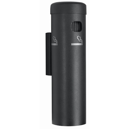 Aarco Wall Mounted Cigarette Receptacle, Waterproof w/a Black Finish SB15W