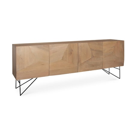 Homeroots 80in Black Solid Wood Sideboard Soft Close with Four Doors 611024