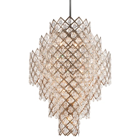 Corbett Lighting Tiara 17 Light Chandelier 44.75 In. Stria Gold Leaf/Stainless Steel 214-717-SGL/SS