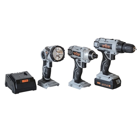 Pro-Series 5 Piece Combo Kit with Light - 3/8 inch Drill and 1/4 inch Impact Driver Set LITDDKIT20