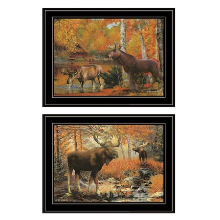 Homeroots Set Of Two Great Outdoors 4 Black Framed Print Wall Art, 2PK 407194