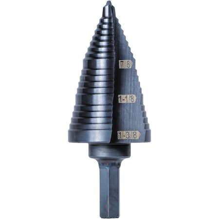 Klein Tools Step Drill Bit No 15 Double Fluted 7/8 to 1-3/8-Inch KTSB15