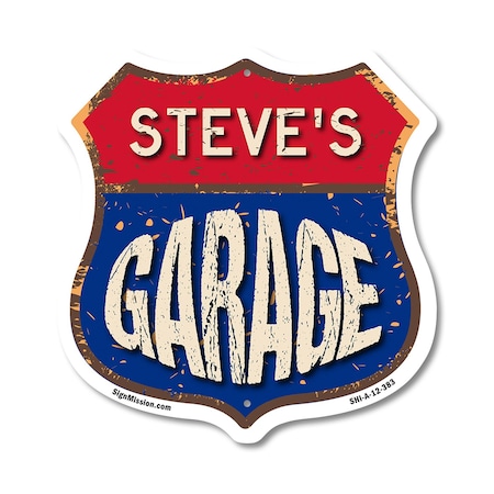 Signmission Steve's Garage, 12 Inch X 12 Inch, Aluminum Metal Sign SHI-A-12-383-STEVE