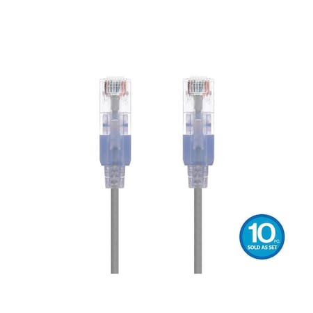 Monoprice Slim Cat6A Cable, PK10, 7 ft.Gray 15163