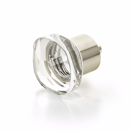 Schaub City Lights Soft Square Glass Knob Satin Nickel Finish 61-15