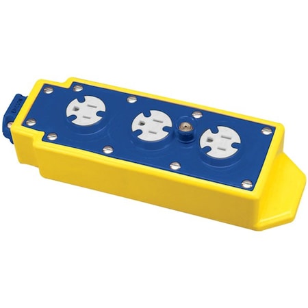 Ericson Portable Yellow Tri-Tap Outlet Box, Nema 7002