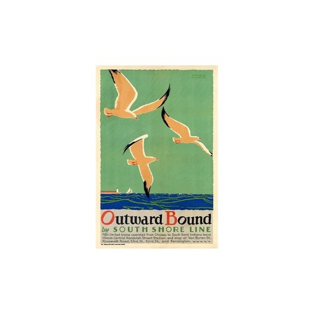 Homeroots 16" X 24" Birds Over Lake Michigan C1929 Vintage Travel Poster Wall Art 394332