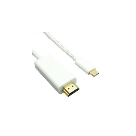 Cable Wholesale USB-C High Definition Video Cable, USB-C from device to HDMI on display. 4K at 30Hz. 3 foot, white. 10U2-34003WH