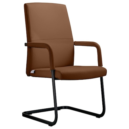 Leisuremod Evander Office Chair in Upholstered Leather and Iron Frame, Dark Brown EGO23DBRL