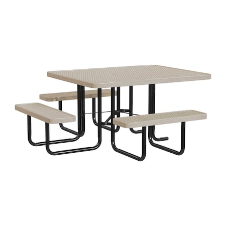 Leisure Craft 46" Square ADA Accessible Outdoor Picnic Table with 3 Bench Seats, Sandstone T46SQP-ADA-SANDSTONE