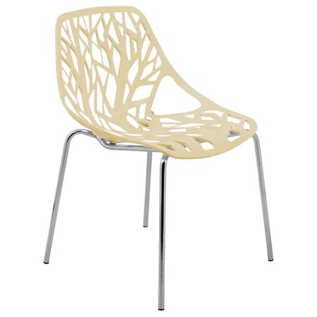 Leisuremod Modern Asbury Dining Chair with Chromed Legs, Cream AC16CR
