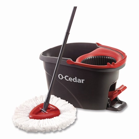 O-Cedar EZWring Spin Mop System, White Microfiber Head, Up to 51in Adjustable Red/Gray Handle 148473EA