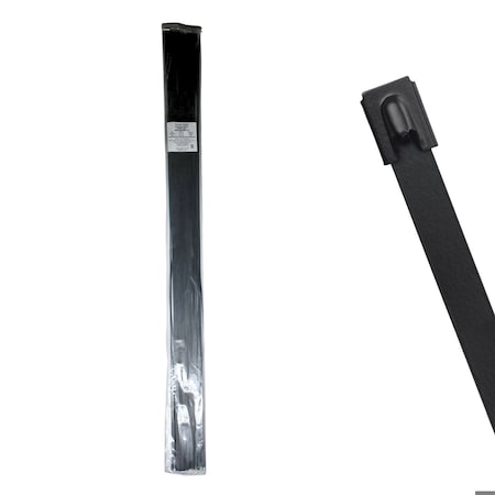 Cable Ties Unlimited Cable Tie, 60 in L, 150 lb Strength, 18.5 in Max Bundle Dia, Coated 316 Stainless Steel, Blk, 100PK SSPCoated60-LD