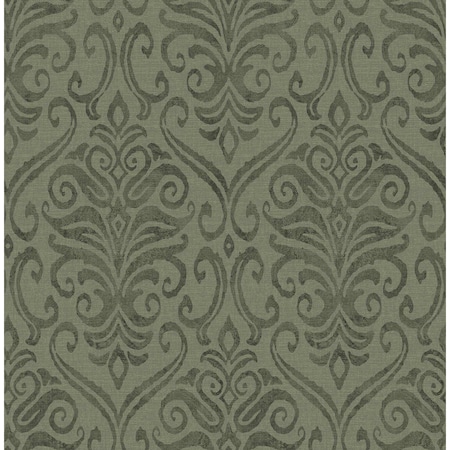 Chesapeake Adavu Dark Green Damask Wallpaper 4148-27440