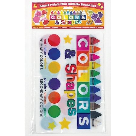 Ashley Smart Poly Mini Bulletin Board Set, Colors and Shapes, 61 ct 96012