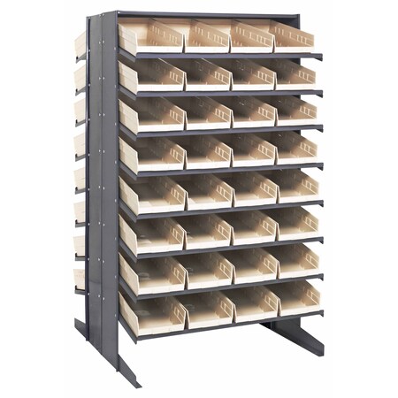 Quantum Storage Systems DOUBLE SIDED PICK RACK W/64 IVORY BINS QPRD-108IV