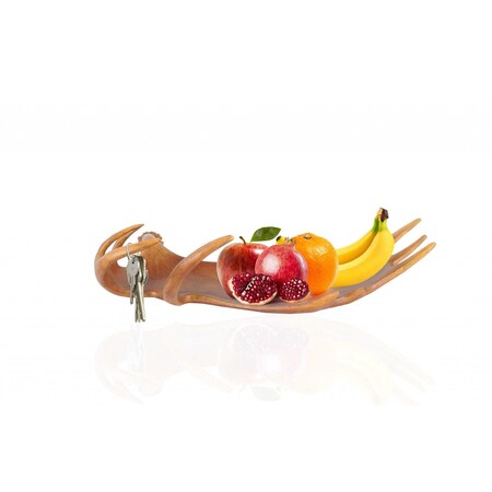 Homeroots 12in Brown Antler Resin Serving Tray 364254