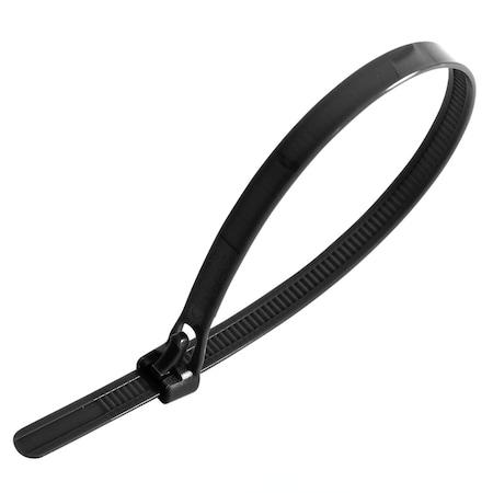 Gtse Black Reusable Trigger Zip Ties, 50lb Tensile Strength - 12in (50lb), 100PK RCT12-50-B-100